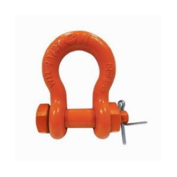 Anchor Shackle, 5 Ton Load, 58 In, 34 In BoltNutCotter Pin, Orange Powder Coated